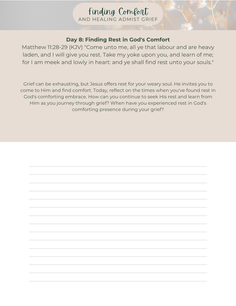 Finding Comfort (Amidst Grief)- (Digital, printable) Devotional Journal