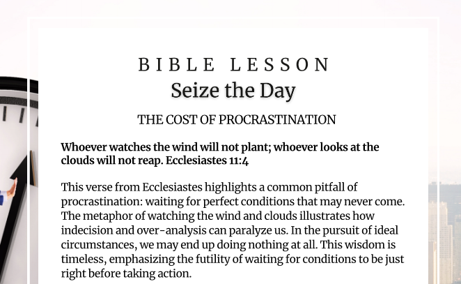 Seize The Day - (Digital) Bible Study Journal For Overcoming Procrastination