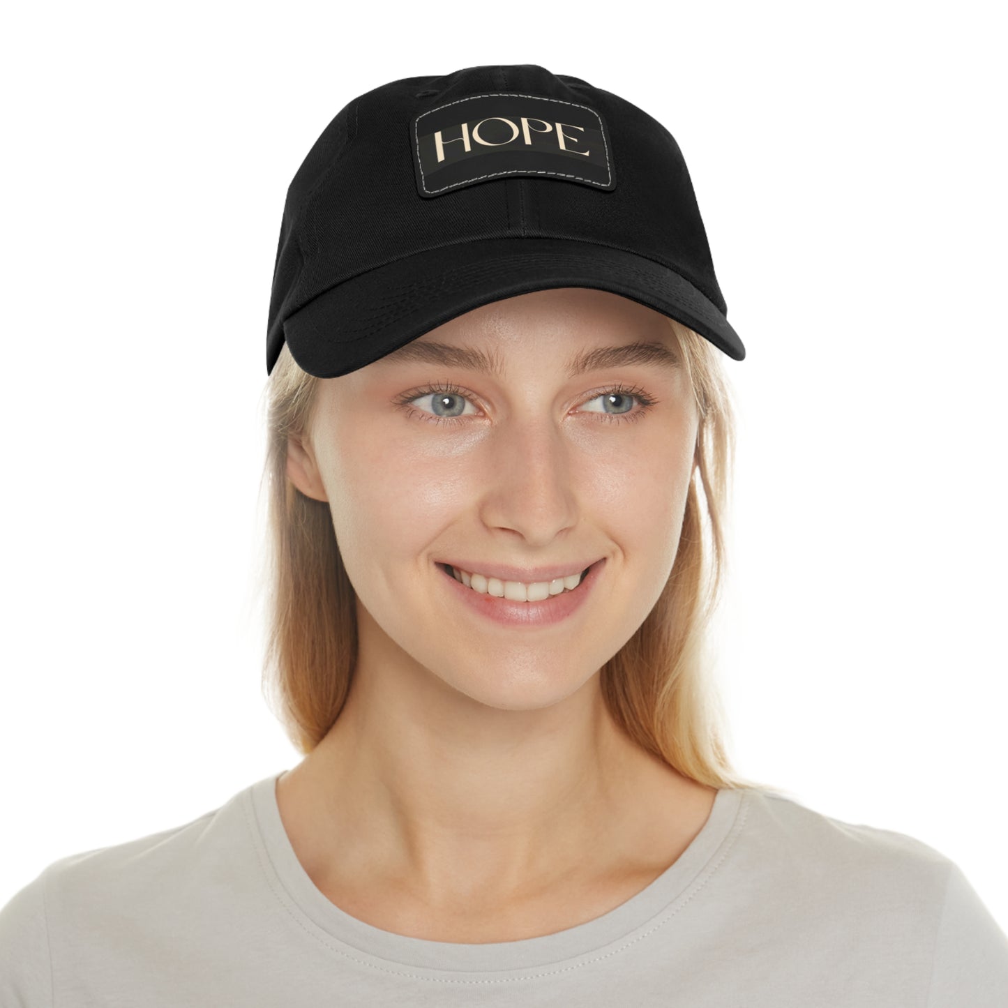 Message of HOPE- Cap Hat with Leather Patch (Rectangle)