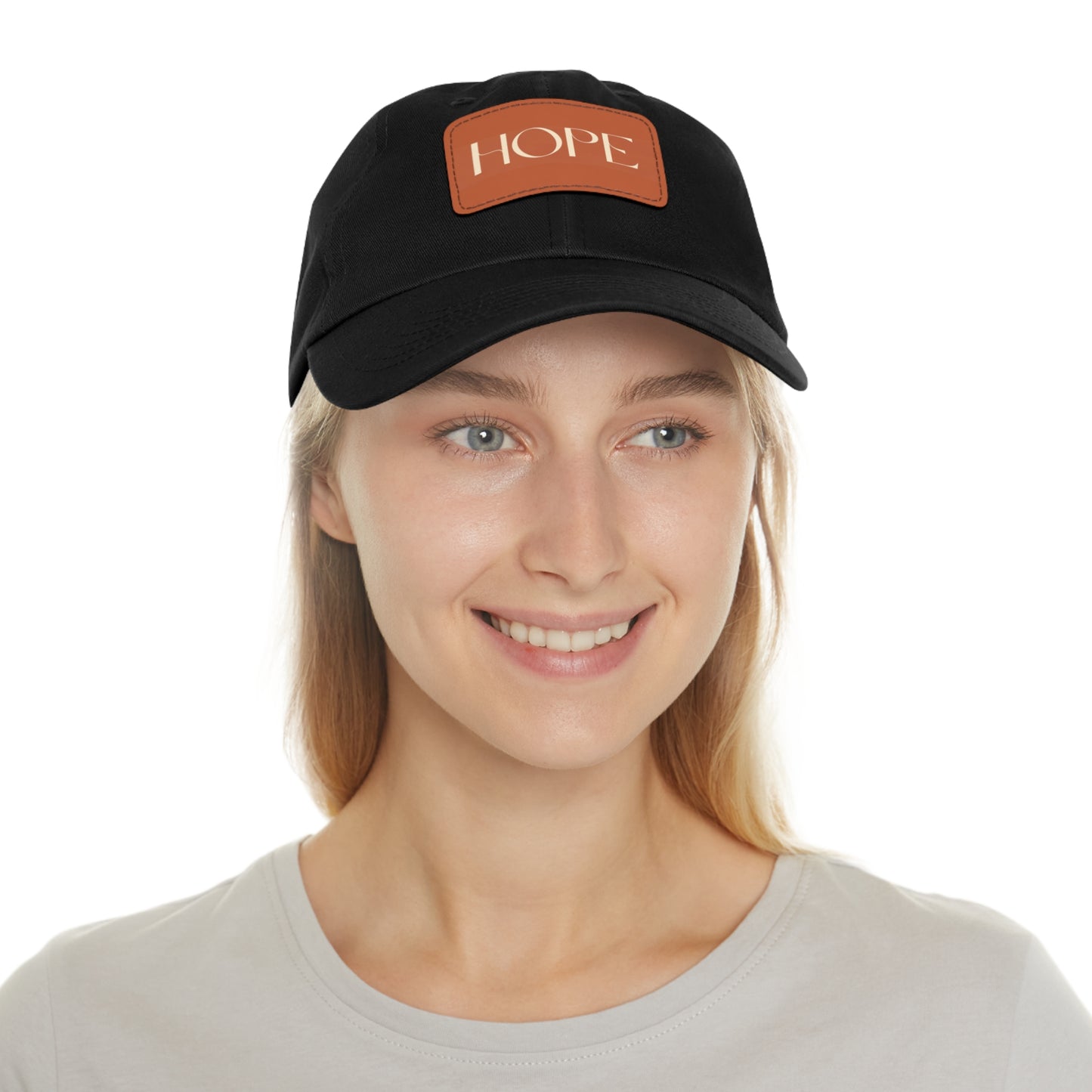 Message of HOPE- Cap Hat with Leather Patch (Rectangle)