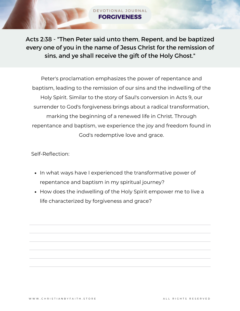 Forgiveness - Digital (print-out) devotional journal about finding forgivness